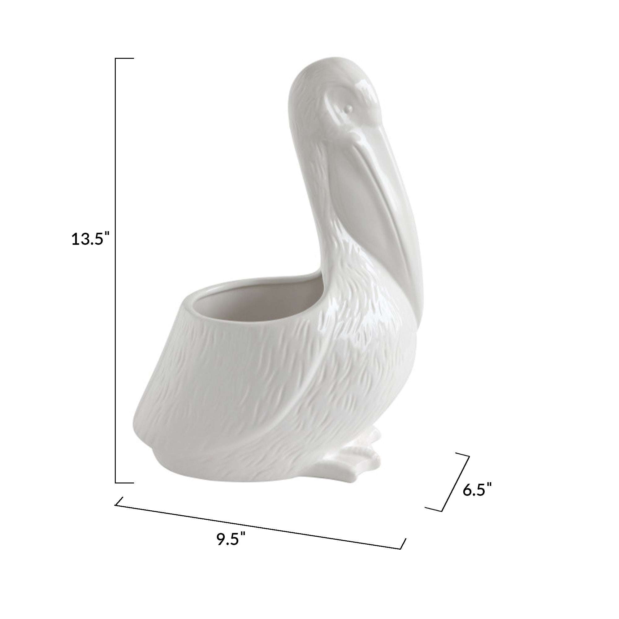 White Ceramic Pelican Shaped Planter